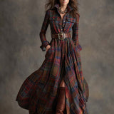 Giulietta - Maxi košilové šaty s kostkovaným vzorem