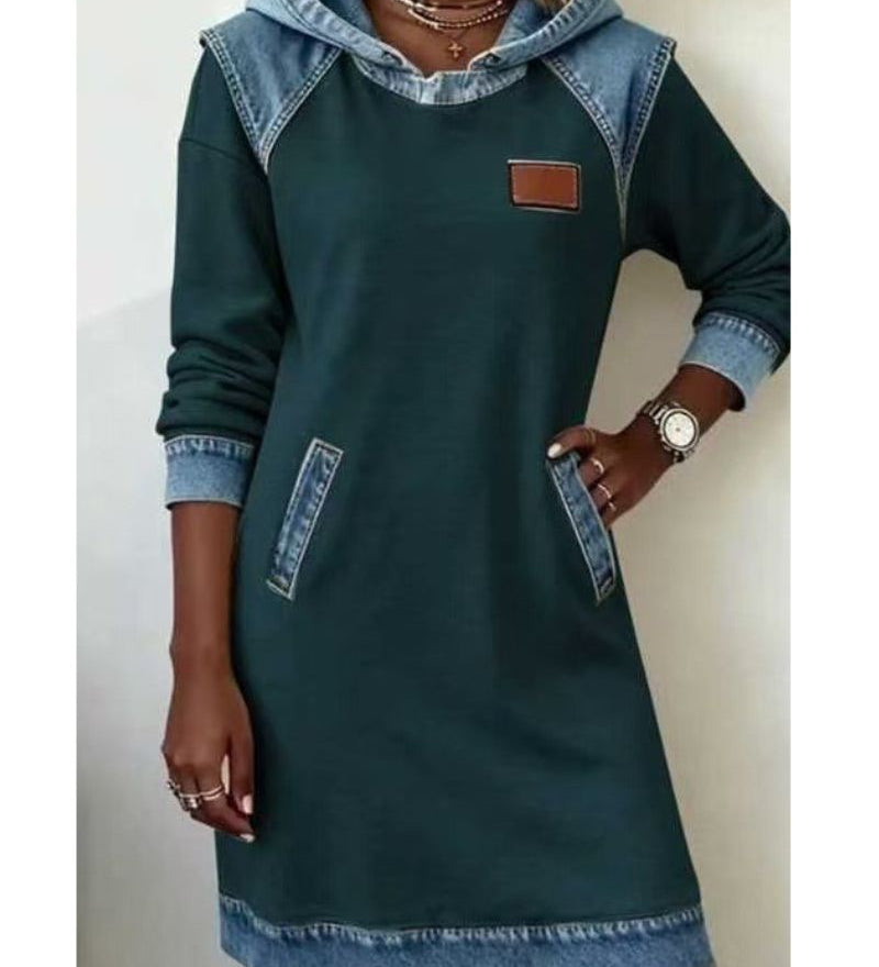 Lara – Džínové šaty s kapucí