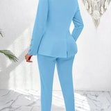 Kompletní modrá sada 3 kusů – top, sako a kalhoty (prémiová kvalita)