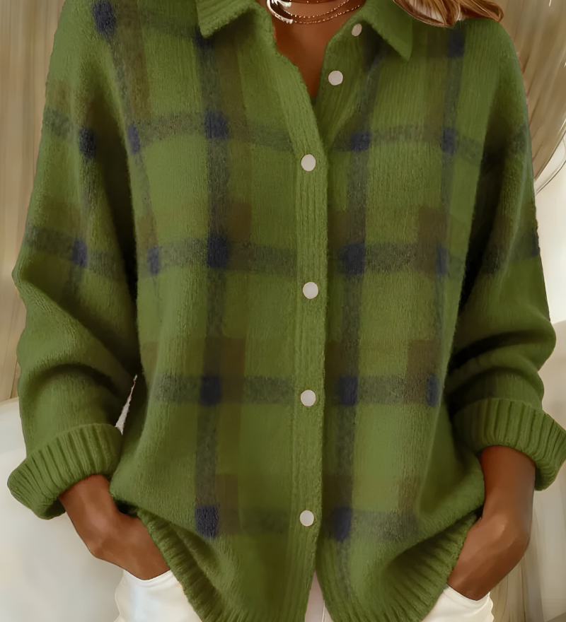 Anna™ | Jemně pletený cardigan s kostkovaným vzorem