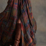 Giulietta - Maxi košilové šaty s kostkovaným vzorem a páskem