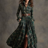 Giulietta - Maxi košilové šaty s kostkovaným vzorem