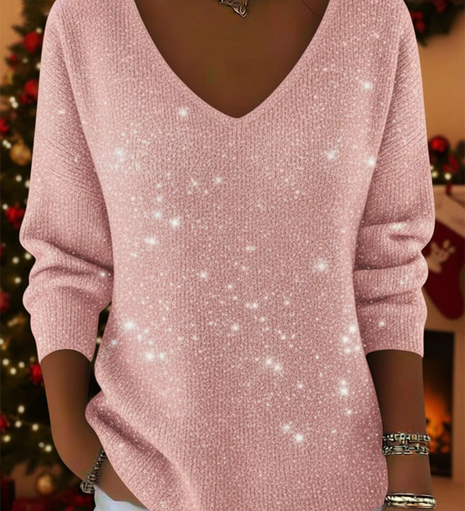 Ella™ | Slavnostní dámský svetr s výstřihem do V