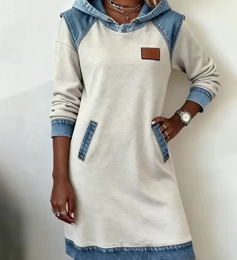 Lara – Džínové šaty s kapucí