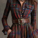 Giulietta - Maxi košilové šaty s kostkovaným vzorem