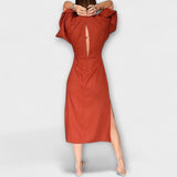 Holly - Ležérní šaty s výstřihem do V vyrobené z bavlny a lnu s šněrováním