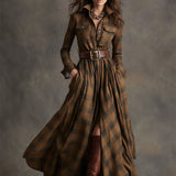 Giulietta - Maxi košilové šaty s kostkovaným vzorem