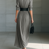 Zahara | Vestido largo plisado con cinturón