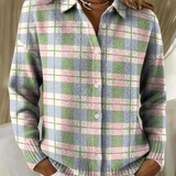 Lena – Kostkovaná pletená halenka v osvěžujících pastelových odstínech