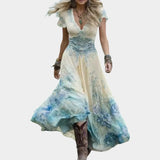 Klára - Přizpůsobené a splývavé květinové šaty