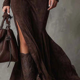 Lunori™ | Dlouhé semišové šaty Alessia