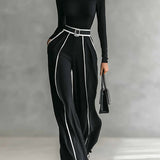 Emma | Conjunto elegante de dos piezas con cuello alto y pantalón ancho