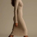 Lunori™ Virelle | Midi Šaty Pruhované Béžové Chic