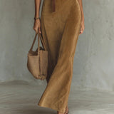 Lunori™ Célianne | Maxi šaty v chic semišovém stylu