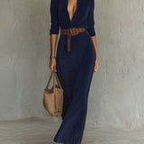 Lunori™ Célianne | Maxi šaty v chic semišovém stylu