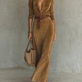 Lunori™ Célianne | Maxi šaty v chic semišovém stylu