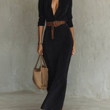 Lunori™ Célianne | Maxi šaty v chic semišovém stylu