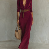 Lunori™ Célianne | Maxi šaty v chic semišovém stylu