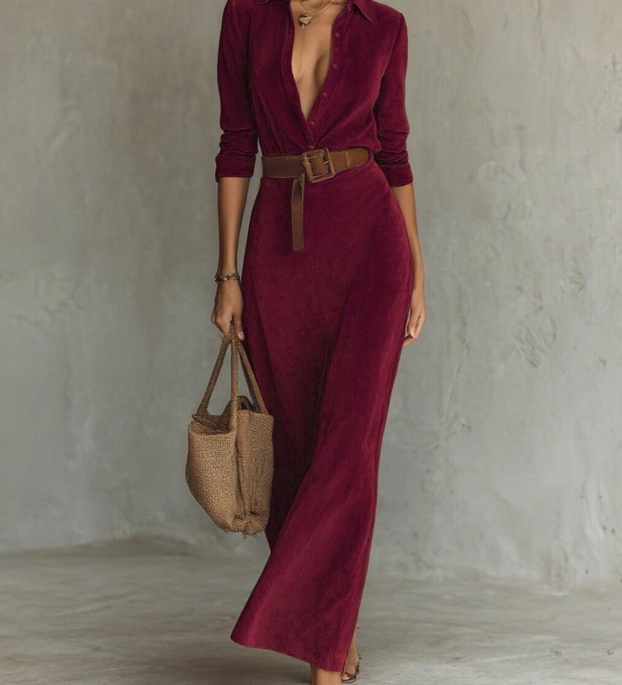 Lunori™ Célianne | Maxi šaty v chic semišovém stylu