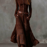 Azucena | Maxi šaty ze semiše s páskem