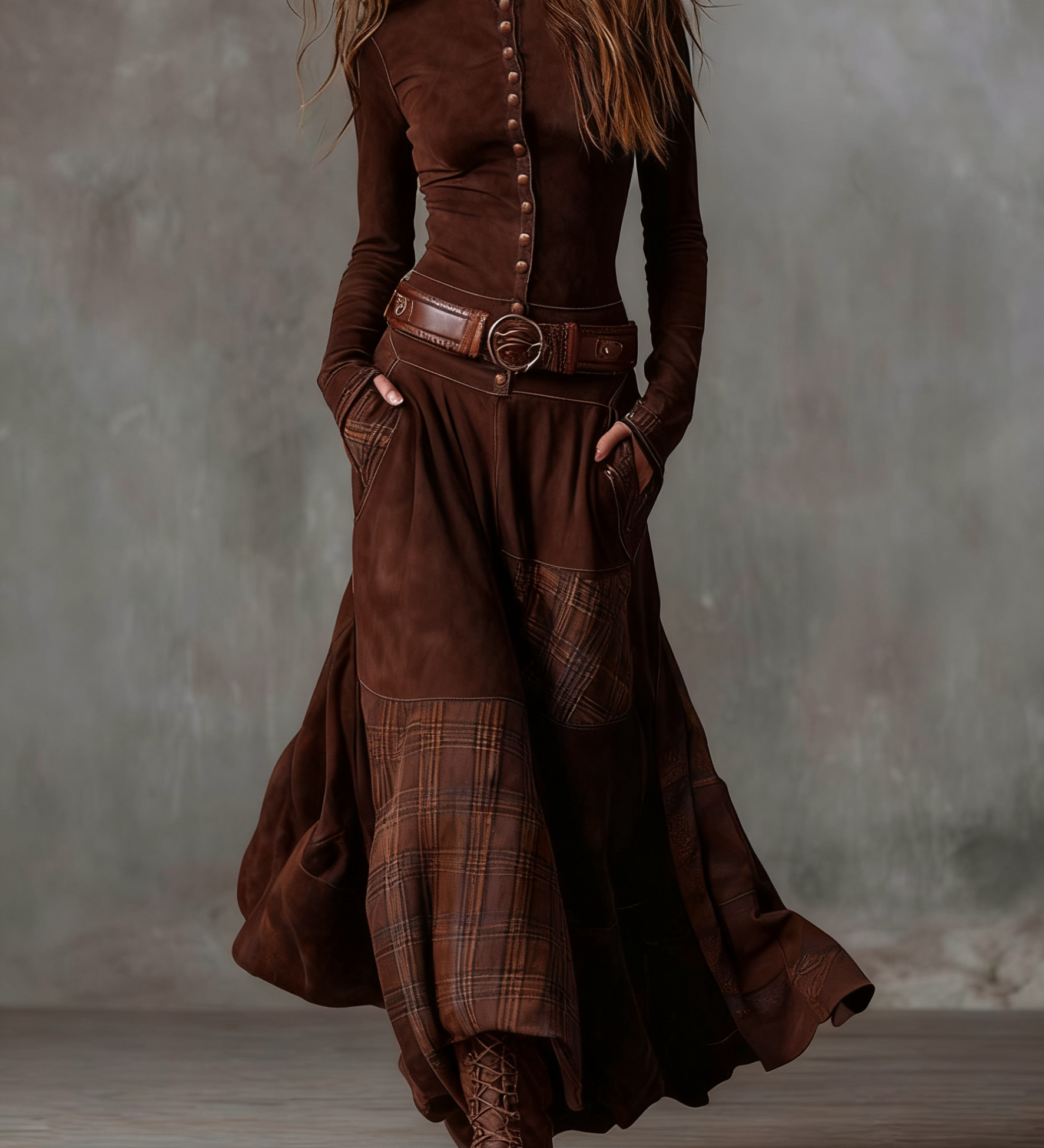 Lunori™ | Maxi šaty z semiše Michelle