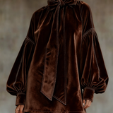 Lunori™ | Valentina – Mini šaty z sametu s mašlí