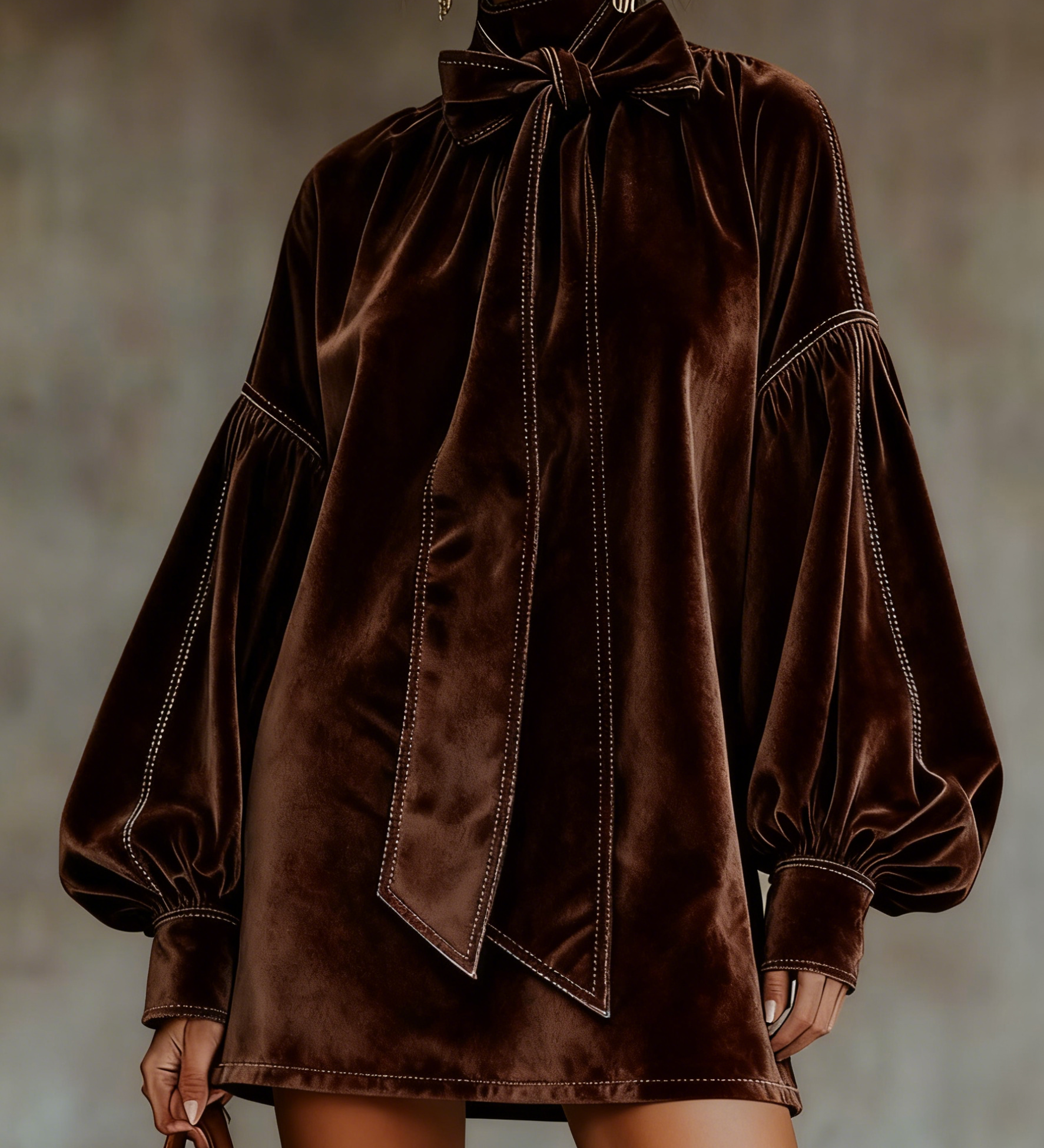 Lunori™ | Valentina – Mini šaty z sametu s mašlí