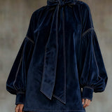 Lunori™ | Valentina – Mini šaty z sametu s mašlí