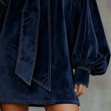 Lunori™ | Valentina – Mini šaty z sametu s mašlí