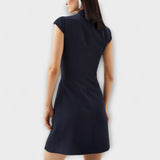 Elowen - Mini šaty s vojenským inspirovaným patchworkem a vysokým límcem