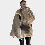 Petra – dámský oversized teddy kabát se zipem