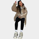 Petra – dámský oversized teddy kabát se zipem