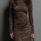 Lunori™ | Midi šaty z jemné nubukové kůže Frosina