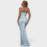 Thalia - Šaty na ples s květinovým potiskem a zavázanými ramínky