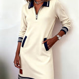 Elegantní šaty z bavlny s dlouhými rukávy