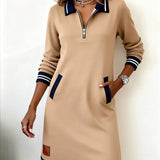 Elegantní šaty z bavlny s dlouhými rukávy