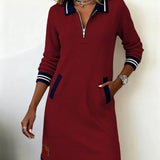 Elegantní šaty z bavlny s dlouhými rukávy