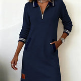 Elegantní šaty z bavlny s dlouhými rukávy