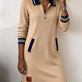 Elegantní šaty z bavlny s dlouhými rukávy