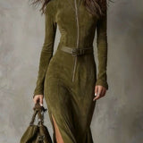 Lunori™ | Dlouhé semišové šaty Alessia