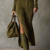 Lunori™ | Dlouhé semišové šaty Alessia